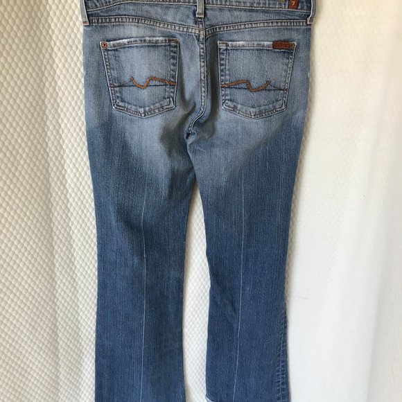7FOR  ALL MANKIND JEANS SIZE 30 MADE IN USA BOOT CUT STRETCH EUC - Picture 5 of 5